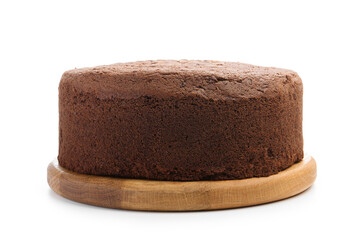 Tasty chocolate sponge cake isolated on white