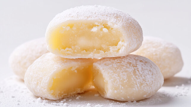 dessert moti on a white background