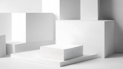 Blank business card mockup on white textured background 3d illustration 3d rendering card template