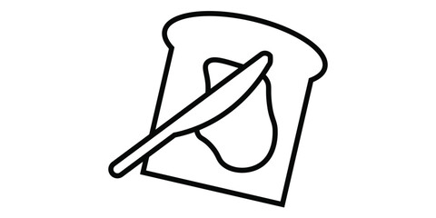 Slice of buttered bread and knife line icon. French-toast icon in outline style for mobile and web. Vector illustration.