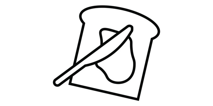 recommend clip art: Slice of buttered bread and knife line icon. French-toast icon in outline style for mobile and web. Vector illustration.