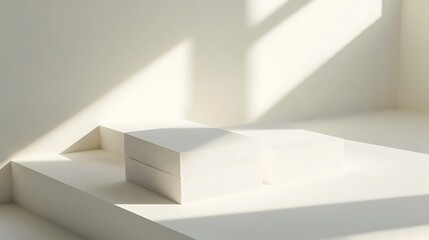 Blank business card mockup on white textured background 3d illustration 3d rendering card template