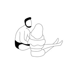 夏の公園でくつろぐ人物のイラスト