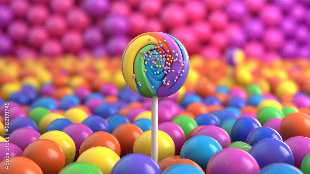 Wall mural A vibrant assortment of colorful rainbow candy treats 3d illustration