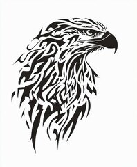 Obraz premium A stylized tribal design of an eagle's head, emphasizing strength and elegance.