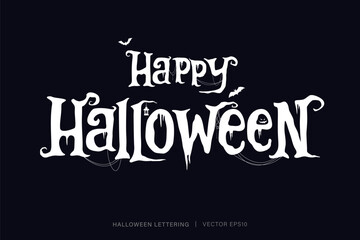 Fototapeta premium Happy Halloween typography text lettering on dark black background vector design 