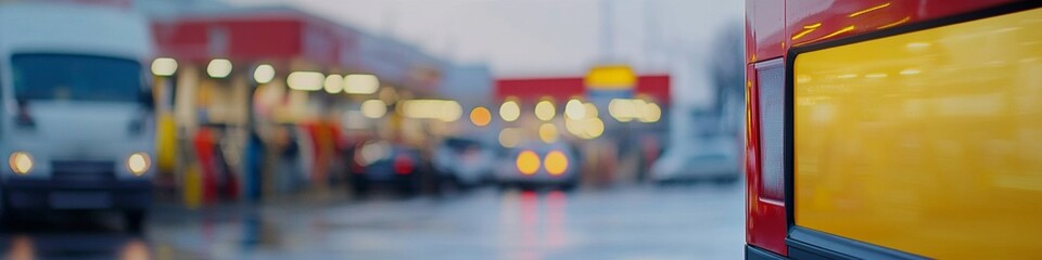 Fototapeta premium Rising Fuel Costs: Abstract Icon Depicting Soaring Gas Prices on Petrol Station Display. Blurred Busy Station Background Emphasizes Economic Impact. Ideal for Energy Market Analysis, Inflation Awarene