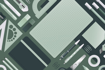 Stationery collection mockup in realistic style