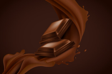 Chocolate food composition in realistic style