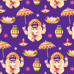 Ganesh Chaturthi pattern in flat style