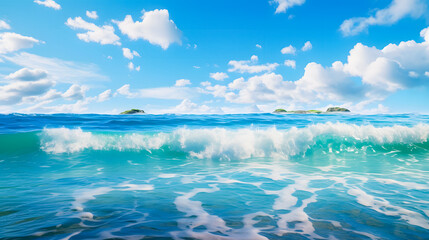 Obraz premium Beautiful beach background. Natural landscape with empty tropical beach.