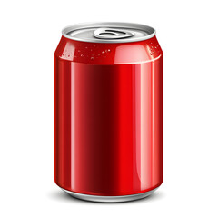 Red soda can realistic mock up isolated on white background