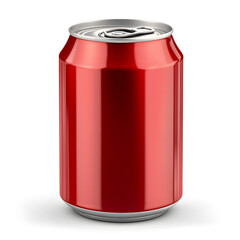 Red soda can realistic mock up isolated on white background