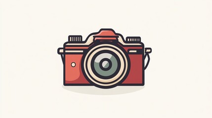 Retro camera illustration in red and beige.