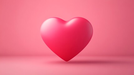 Single red heart floating on pink background.
