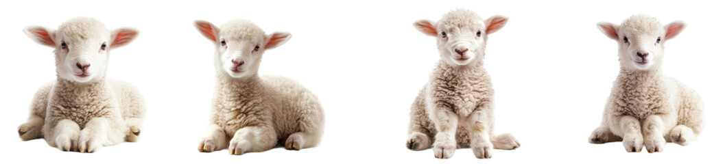 Naklejka premium Adorable lambs lounging together in soft, fluffy fur Transparent Background.