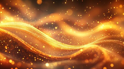 Obraz premium Abstract Golden Glitter Wave with Defocused Lights