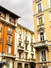 Fototapeta premium street view of downtown Milan, capital of the Lombardy region, ranking 4th in the European Union