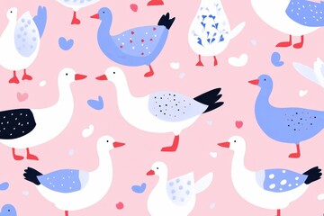 Silhouette bird pattern with textured effect on off-white background. Beautiful simple AI generated image