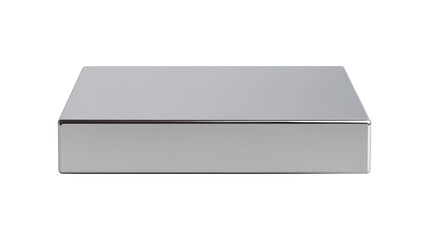 Fototapeta premium Sleek rectangular chrome display platform with a reflective surface. Ideal for modern decor, product display, or presentation use. Isolated on transparent background, png.