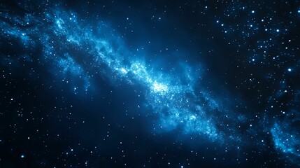 A Blue Nebula With Scattered Stars In The Dark Vastness Of Space