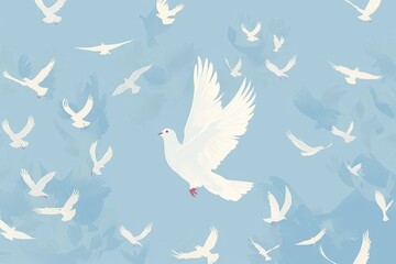 Obraz premium Creamy Birds Seamless Pattern - Digital Illustration With High Quality Pixels Can Be Used For Print On Demand . Beautiful simple AI generated image