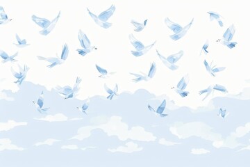 Creamy Birds Seamless Pattern - Digital Illustration With High Quality Pixels Can Be Used For Print On Demand . Beautiful simple AI generated image