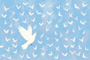 Obraz premium Silhouette bird pattern with textured effect on off-white background. Beautiful simple AI generated image
