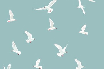 Obraz premium Silhouette bird pattern with textured effect on off-white background. Beautiful simple AI generated image