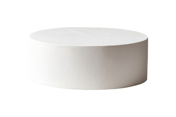 White textured cylinder pedestal with a matte finish. Ideal for modern decor or as a display stand. Isolated on transparent background, png.