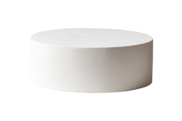 White textured cylinder pedestal with a matte finish. Ideal for modern decor or as a display stand. Isolated on transparent background, png.