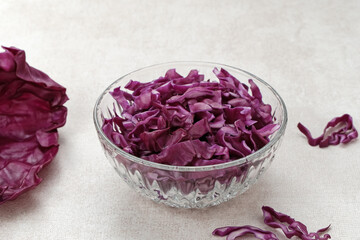 Purple Cabbage Slices or kol ungu, food preparation
