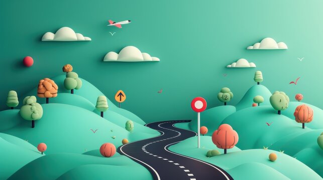 A minimalist illustration of a navigation map focusing on key turns and intersections along a route.