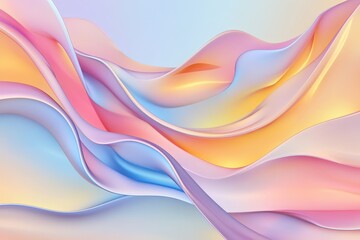 Yellow and Green 3D Waves form a Multicolored abstract background. 3D Render with copy-space.  . Beautiful simple AI generated image