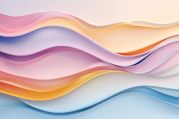 Fototapeta premium Yellow and Green 3D Waves form a Multicolored abstract background. 3D Render with copy-space. . Beautiful simple AI generated image