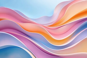 Fototapeta premium Rainbow wave abstract background design element - curves banner. Beautiful simple AI generated image