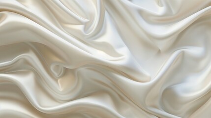 Fototapeta premium Luxurious Cream Satin Fabric, Close-Up of Smooth Silk Texture for Fashion and Interior Design