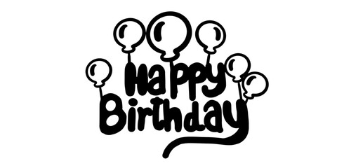 happy birthday text vector with balloons