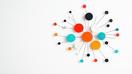 A minimalist circular network diagram depicting the different stakeholders involved in a specific project, with nodes representing individuals or organizations and connections representing