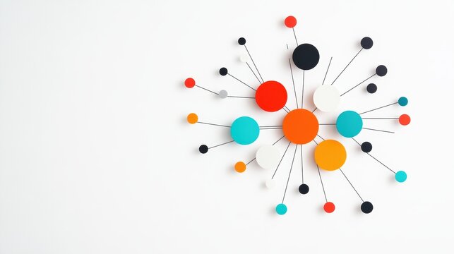 A minimalist circular network diagram depicting the different stakeholders involved in a specific project, with nodes representing individuals or organizations and connections representing