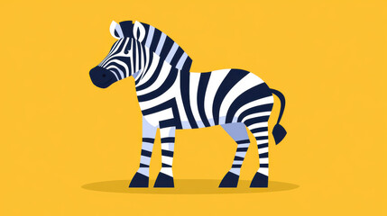 Fototapeta premium A minimalist zebra illustration featuring vibrant stripes, clean design, and a playful cartoon touch.