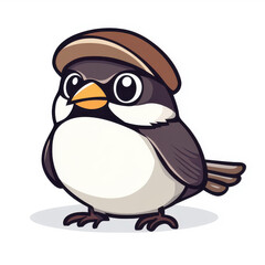 Obraz premium Cute and colorful cartoon sparrow design perfect for tshirts, web, and mobile apps, embracing doodle style aesthetics.