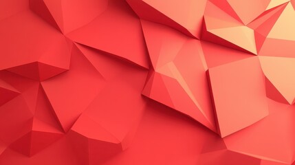 Vibrant red polygonal backdrop, blending modern flat design with playful textures for a fresh, cartoonlike appeal.