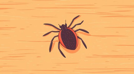A detailed cartoonstyle closeup of a tick on skin, showcasing its texture and bite site in vibrant colors.