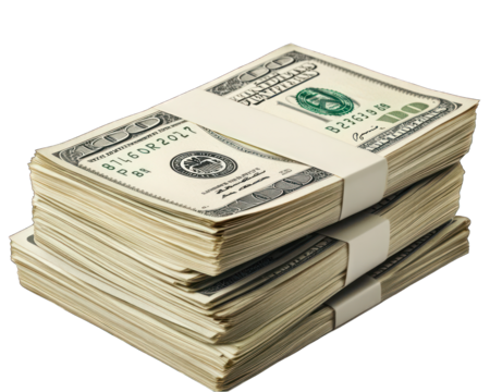 Stack of money on transparent background