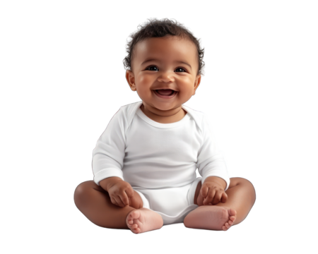 Cute black child playing on transparent background