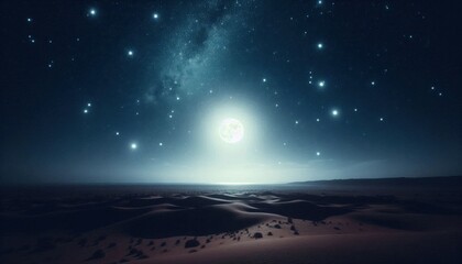 Fototapeta premium sky with stars and a big moon at night