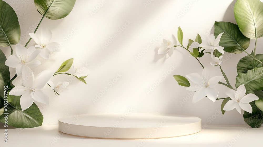 Poster podium table beauty stand display nature white flower