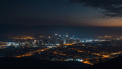 city skyline at night, generative ai