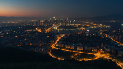 Fototapeta premium city at night, generative ai